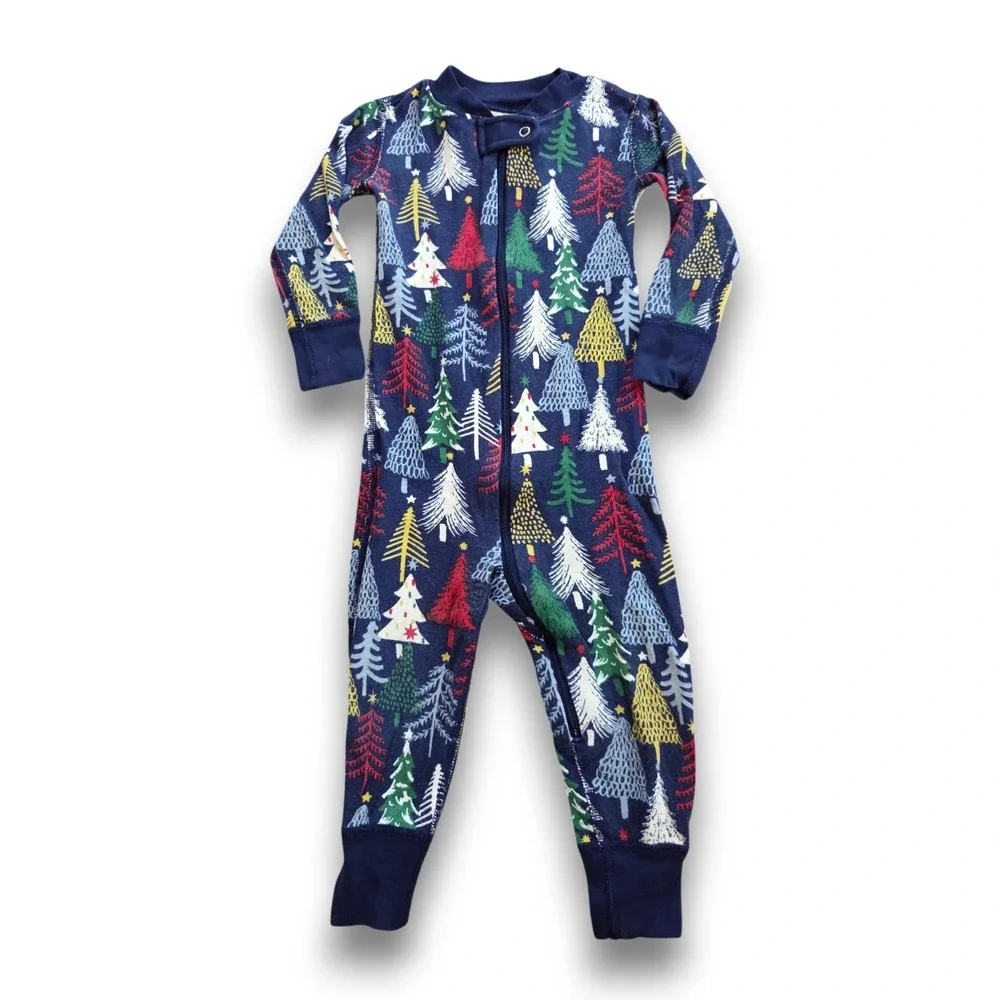 Hanna Andersson Twinkly Trees Christmas Holiday One Piece Pajamas 80 US 18-24m